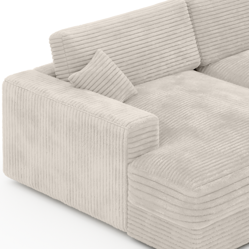 Ultra-deep Cozy Double Lounger | Plush Beige Fabric