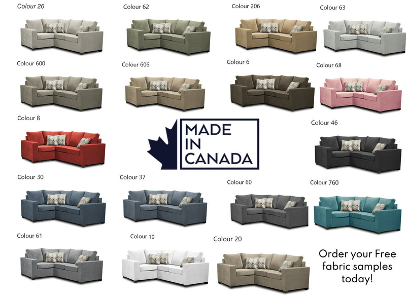 Canadian Made 2 x 1 Sectional | LHF/RHF Configuration | 17 Color Options