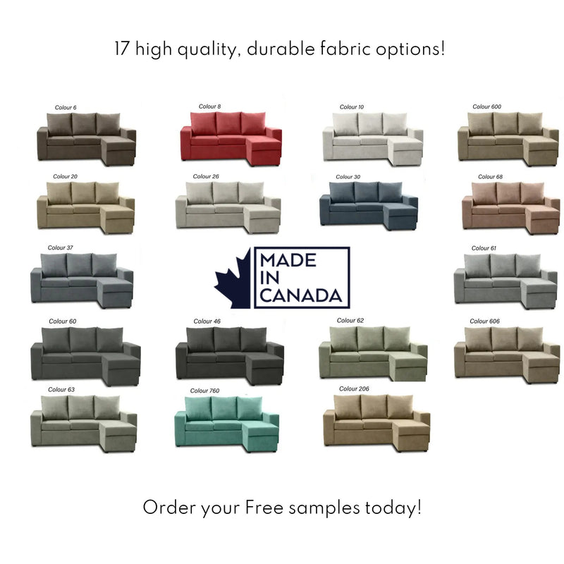 Canadian Made Sectional with Reversible Chaise | 17 Color Options