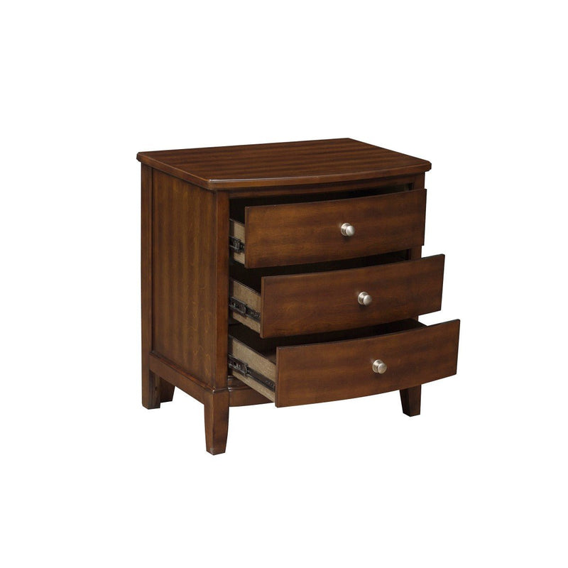Solid wood Cherry Night Stand w/ 3 Drawers and nickel knobs - MA-1730-4