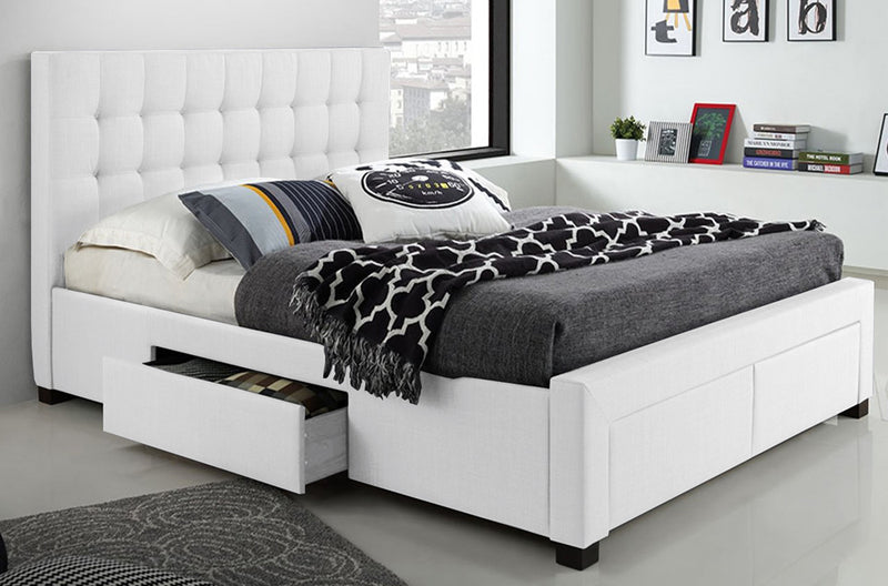 The Perfect Space Solution Bed with 4 Drawers - White Fabric