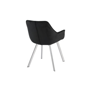 Affordable furniture in Canada: 1322C-BK Arm Chair, Black Velvet with Chrome Legs-9