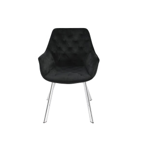 Affordable furniture in Canada: 1322C-BK Arm Chair, Black Velvet with Chrome Legs-6