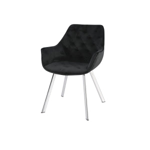 Affordable furniture in Canada: 1322C-BK Arm Chair, Black Velvet with Chrome Legs-7