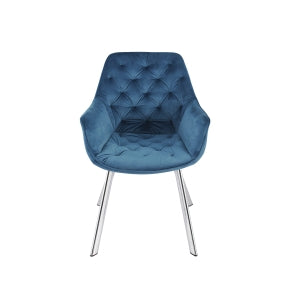 Affordable blue velvet arm chair with chrome legs - Canada&