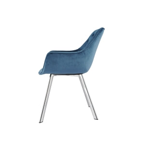 Affordable blue velvet arm chair with chrome legs - Canada's top furniture choice-8