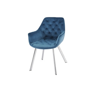 Affordable blue velvet arm chair with chrome legs - Canada's top furniture choice-7