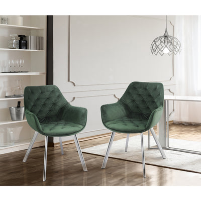 Affordable arm chair in Canada - 1322C-GR, Green Velvet, Chrome Legs-10