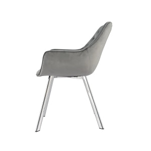 Affordable furniture in Canada: 1322C-GY Arm Chair, Grey Velvet with Chrome Legs-8
