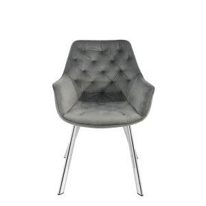 Affordable furniture in Canada: 1322C-GY Arm Chair, Grey Velvet with Chrome Legs-6