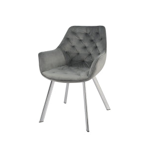 Affordable furniture in Canada: 1322C-GY Arm Chair, Grey Velvet with Chrome Legs-7