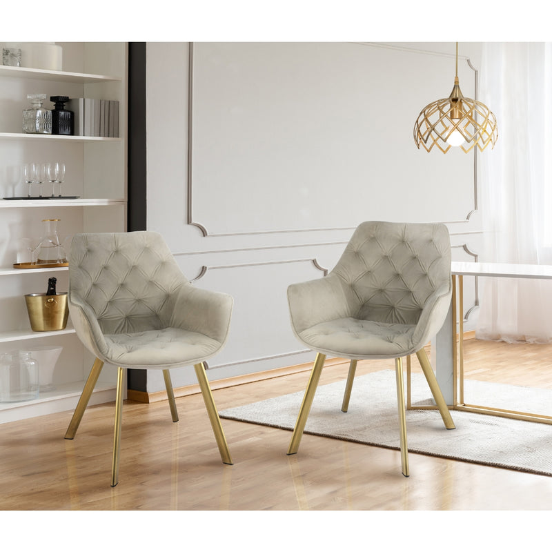 Affordable furniture in Canada - 1322G-BE Arm Chair, Beige Velvet with Gold Legs-10