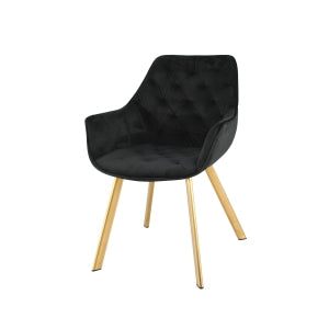 Affordable furniture Canada: 1322G-BK Arm Chair, Black Velvet with Gold Legs-7