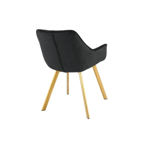 Affordable furniture Canada: 1322G-BK Arm Chair, Black Velvet with Gold Legs-9