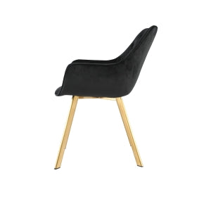 Affordable furniture Canada: 1322G-BK Arm Chair, Black Velvet with Gold Legs-8