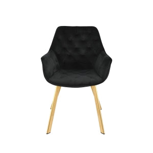 Affordable furniture Canada: 1322G-BK Arm Chair, Black Velvet with Gold Legs-6