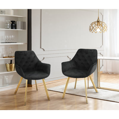 Affordable furniture Canada: 1322G-BK Arm Chair, Black Velvet with Gold Legs-10