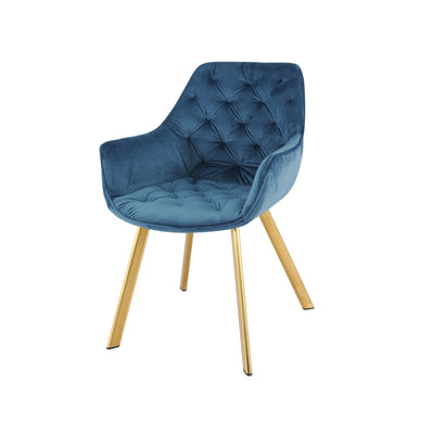 Affordable blue velvet armchair with gold legs in Canada - 1322G-BU Arm Chair-7
