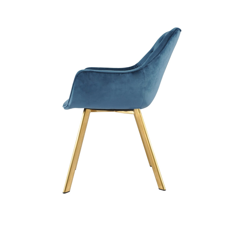 Affordable blue velvet armchair with gold legs in Canada - 1322G-BU Arm Chair-8
