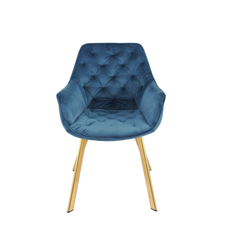 Affordable blue velvet armchair with gold legs in Canada - 1322G-BU Arm Chair-6
