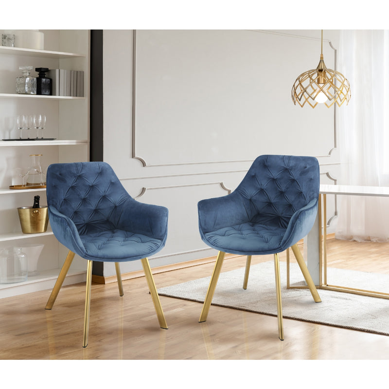 Affordable blue velvet armchair with gold legs in Canada - 1322G-BU Arm Chair-10