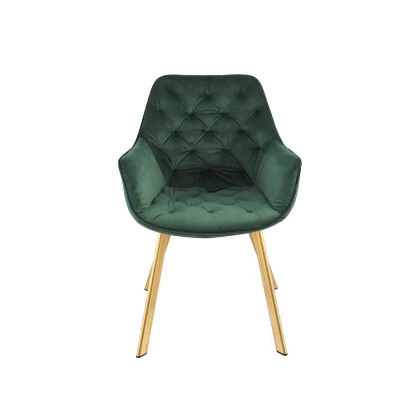 Affordable furniture in Canada: 1322G-GR Arm Chair, Green Velvet with Gold Legs-6