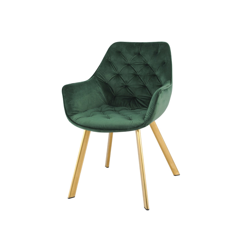 Affordable furniture in Canada: 1322G-GR Arm Chair, Green Velvet with Gold Legs-7
