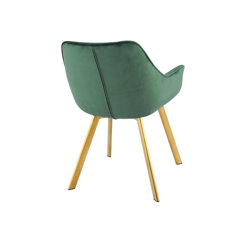 Affordable furniture in Canada: 1322G-GR Arm Chair, Green Velvet with Gold Legs-9