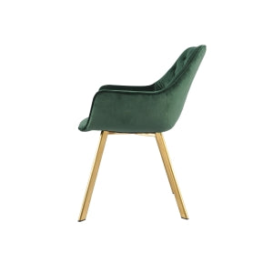 Affordable furniture in Canada: 1322G-GR Arm Chair, Green Velvet with Gold Legs-8