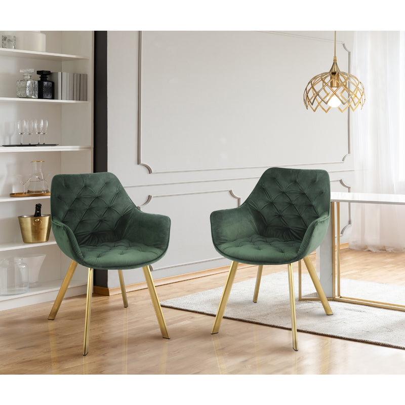 Affordable furniture in Canada: 1322G-GR Arm Chair, Green Velvet with Gold Legs-10