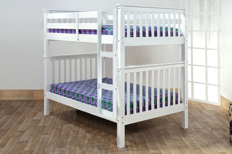 White Double/Double Solid Wood Bunk Bed