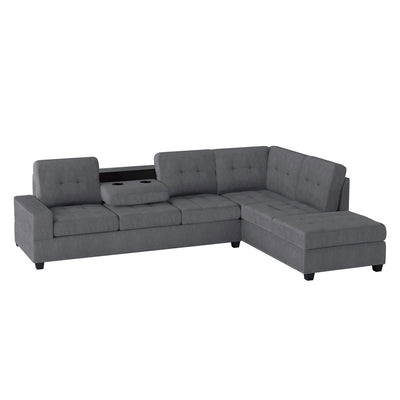 Affordable furniture in Canada - 2-Piece Reversible Sectional with Drop-Down Cup Holders-12