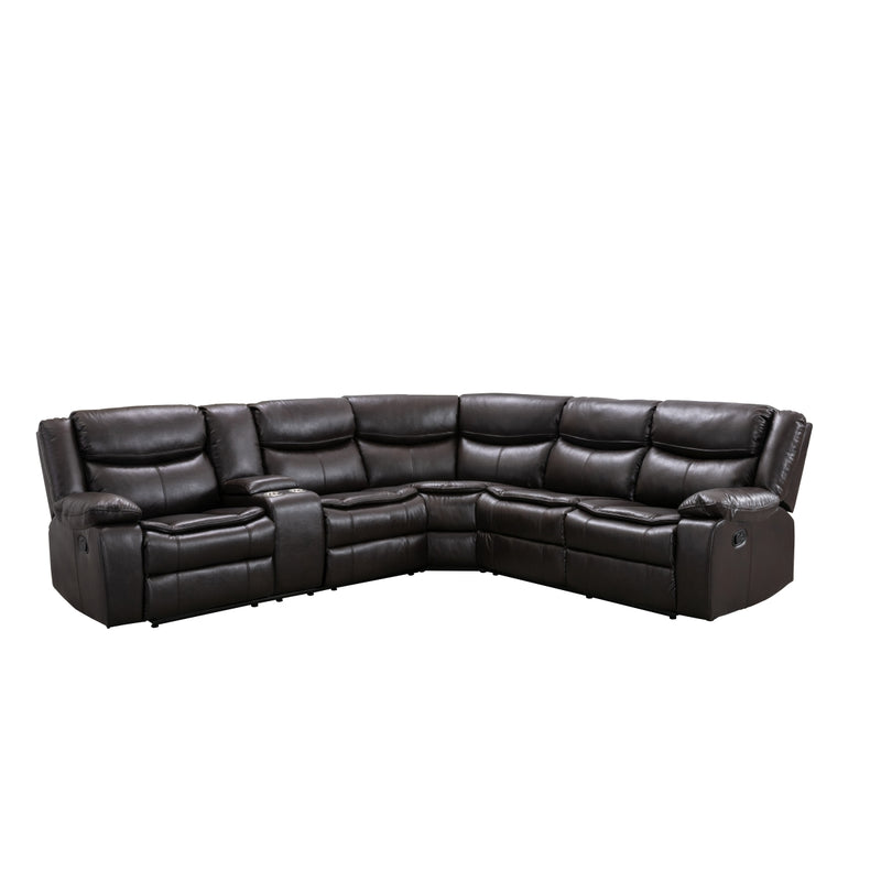 Affordable furniture in Canada: 3-piece modular reclining sectional with left side console.-5