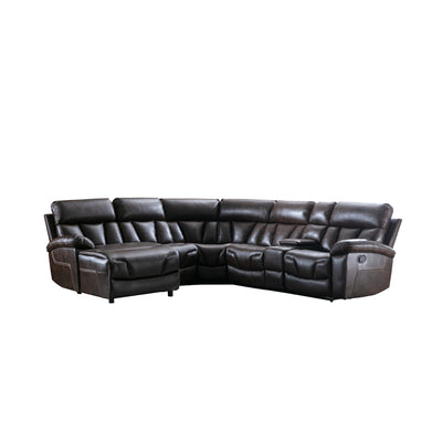 Affordable furniture in Canada - 6-Piece Modular Reclining Sectional with Left Side Chaise & Wireless Charger Console-7