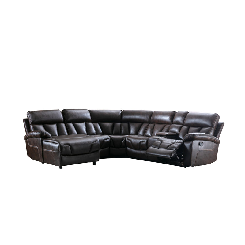 Affordable furniture in Canada - 6-Piece Modular Reclining Sectional with Left Side Chaise & Wireless Charger Console-8