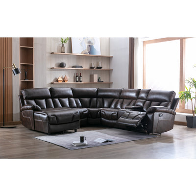 Affordable furniture in Canada - 6-Piece Modular Reclining Sectional with Left Side Chaise & Wireless Charger Console-12
