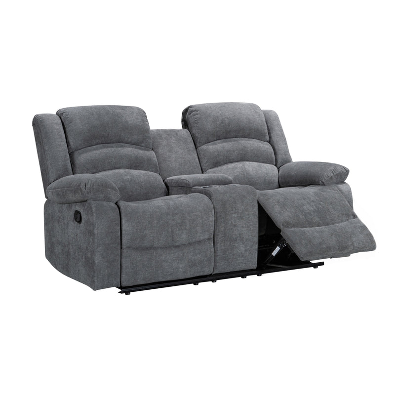 Affordable furniture in Canada: 99989GRY-2C Reclining Loveseat with Center Console.-10