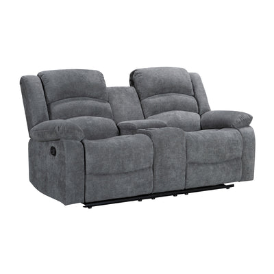 Affordable furniture in Canada: 99989GRY-2C Reclining Loveseat with Center Console.-9