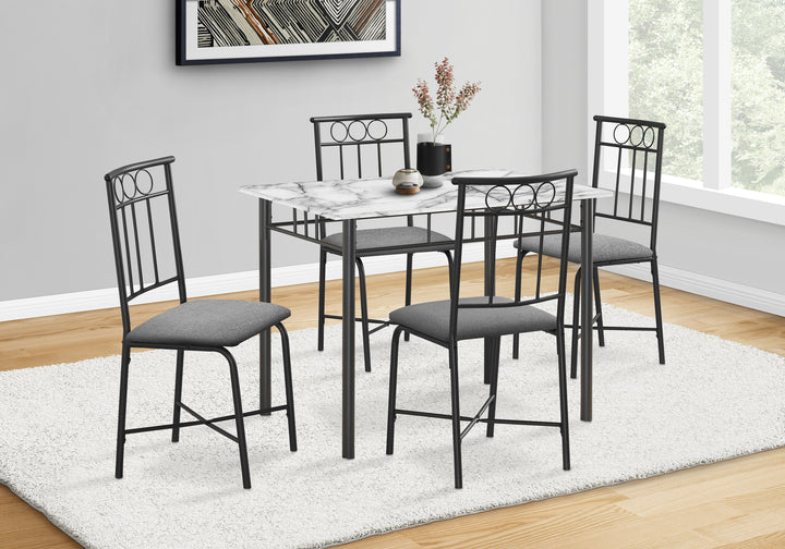 Affordable 5pcs Dining Table Set Small 40 Rectangular White Marble Look Laminate Contemporary Payless Furniture