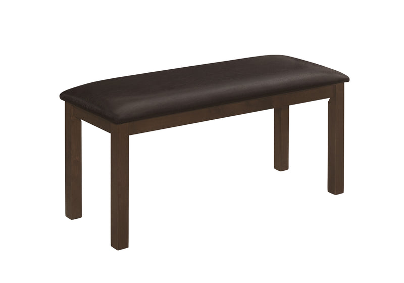 Transitional Wood Upholstered Bench, 42" Rectangular, for Dining Room, Kitchen, Entryway - Brown