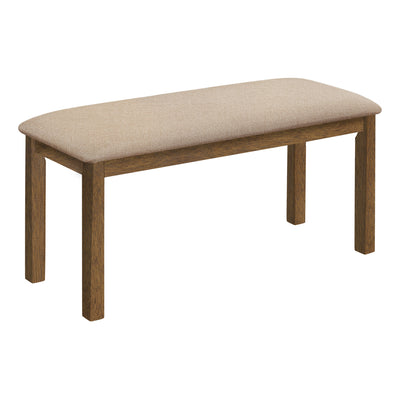 Transitional Wood Upholstered Bench, 42" Rectangular, Brown & Beige - Dining Room, Kitchen, Entryway
