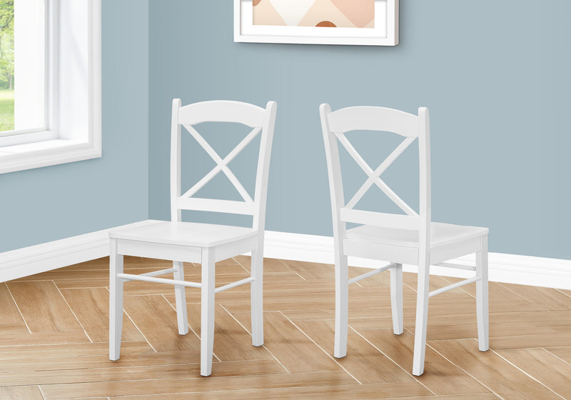 Transitional Dining Chairs, White, Wood Legs - Perfect for Kitchen or Dining Room - Set of 2