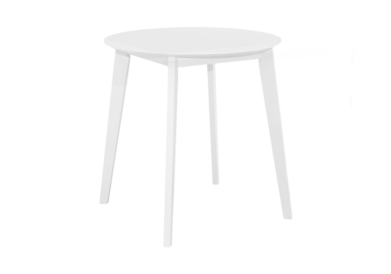 Round Dining Table, Small Size, White Veneer, Wood Legs - Perfect for Kitchen or Dining Room