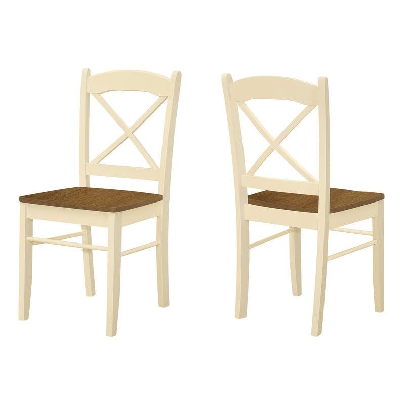 Transitional Oak & Cream Dining Chairs, Set of 2 -  Furniture for Kitchen & Dining Room