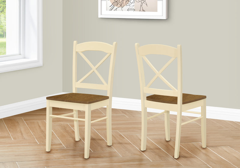 Transitional Oak & Cream Dining Chairs, Set of 2 -  Furniture for Kitchen & Dining Room