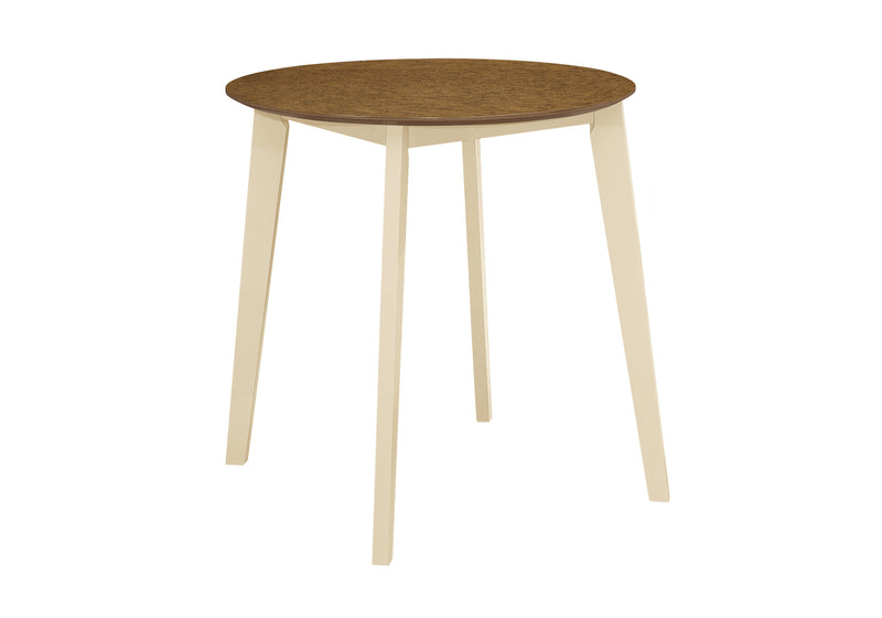 Transitional Oak & Cream Dining Table, 30" Round, Small Size, Wood Legs