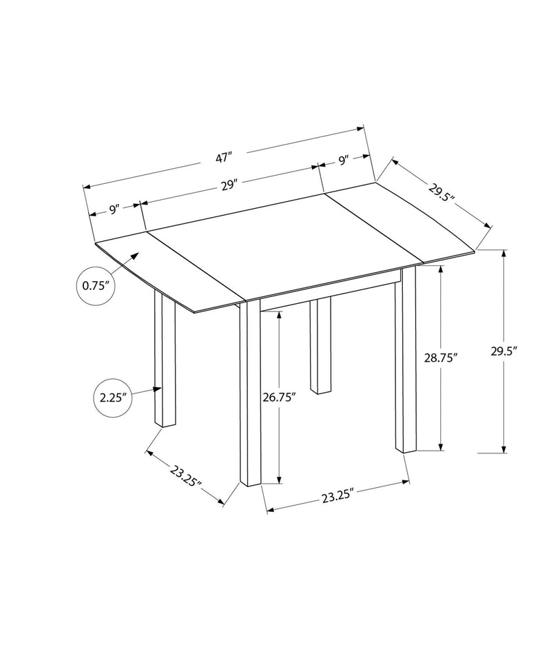 Table de salle à manger transitionnelle en chêne et crème – rectangulaire de 48 po, petite, à abattant – et meubles élégants