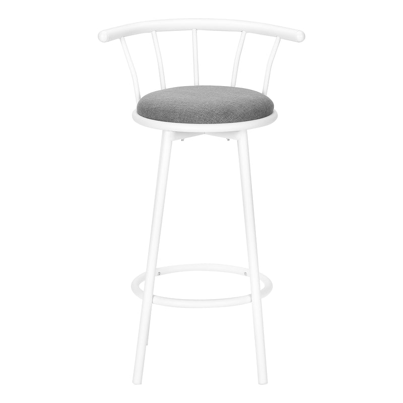 Modern Swivel Bar Stool Set: White Metal, Grey Leather Look -  & Contemporary Furniture