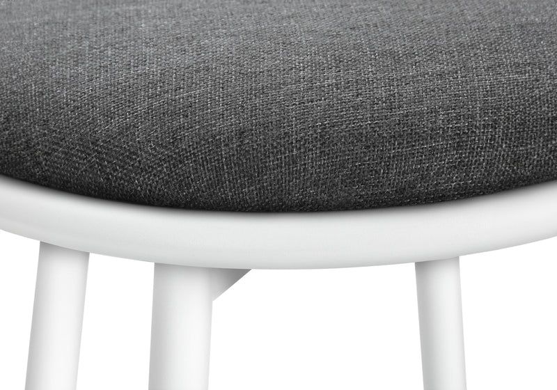 Modern Swivel Bar Stool Set: White Metal, Grey Leather Look -  & Contemporary Furniture