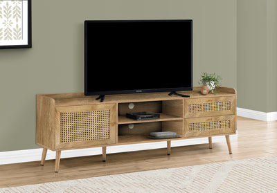 72" Walnut TV Stand: Storage Cabinet, Wood Legs - Perfect for Living Room or Bedroom!